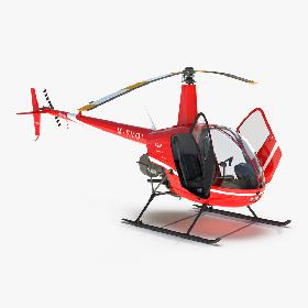 3D模型-Helicopter Robinson R22 Rigged Red